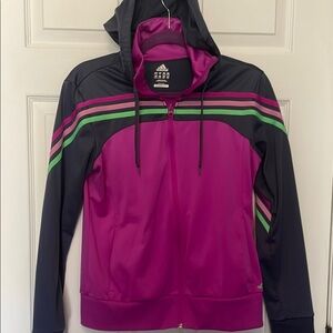Adidas Pink and Charcoal Hooded Jacket